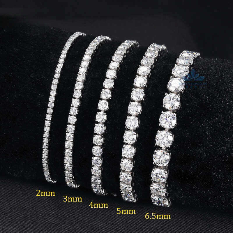 Sier D VVS Moissanite Tennis Women Various Sizes 2mm-6.5mm Gold Plated Bracelet Bangle for Gift or Wedding