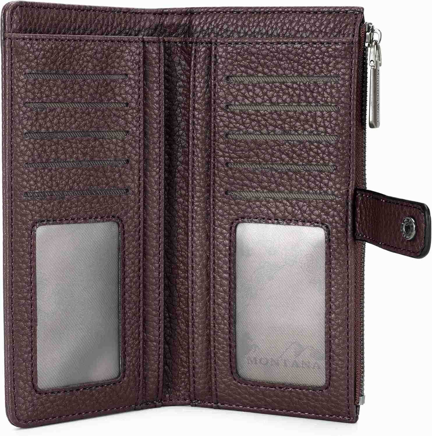 Womens Wallet Long Bifold Card Holder RFID Blocking with Zipper Coin PocketZ250910