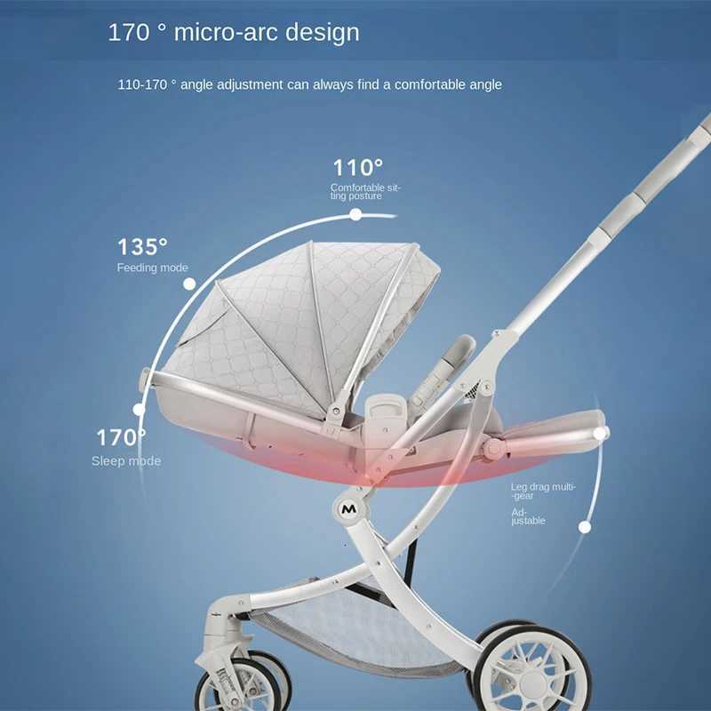 Baby Stroller Can be Sitting and Lying Down Twoway Push Lightweight Onebutton Folding High Landscape Baby Newborn Stroller W250910