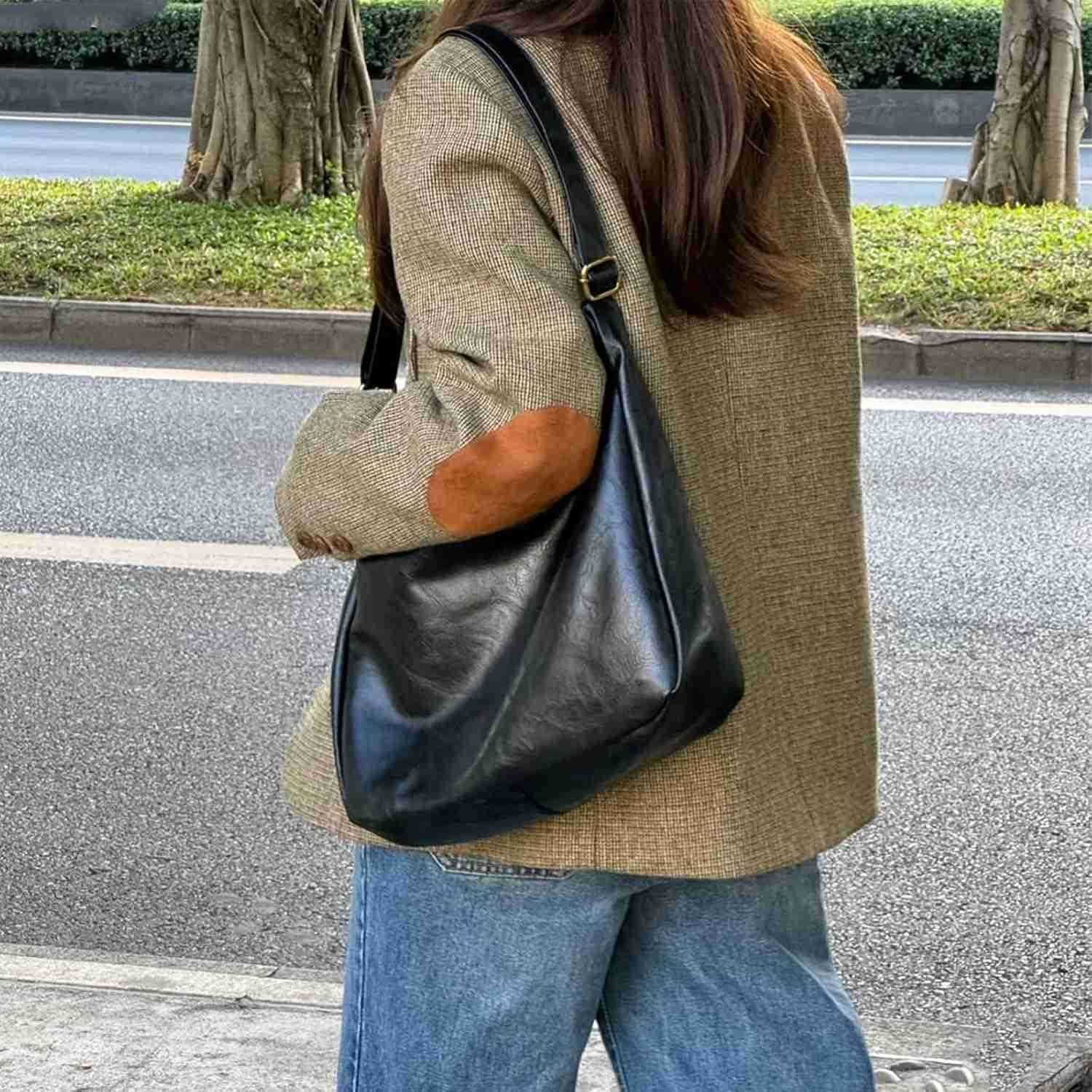 Hobo Bag for Women Ultra Soft Foldable Vegan Leather Shoulder Handbag Stylish Slouchy Tote Purses M250910