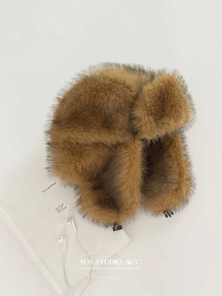 Plush Lei Feng hat womens autumn and winter thickened warm face small ear hat ski hatXJ250910