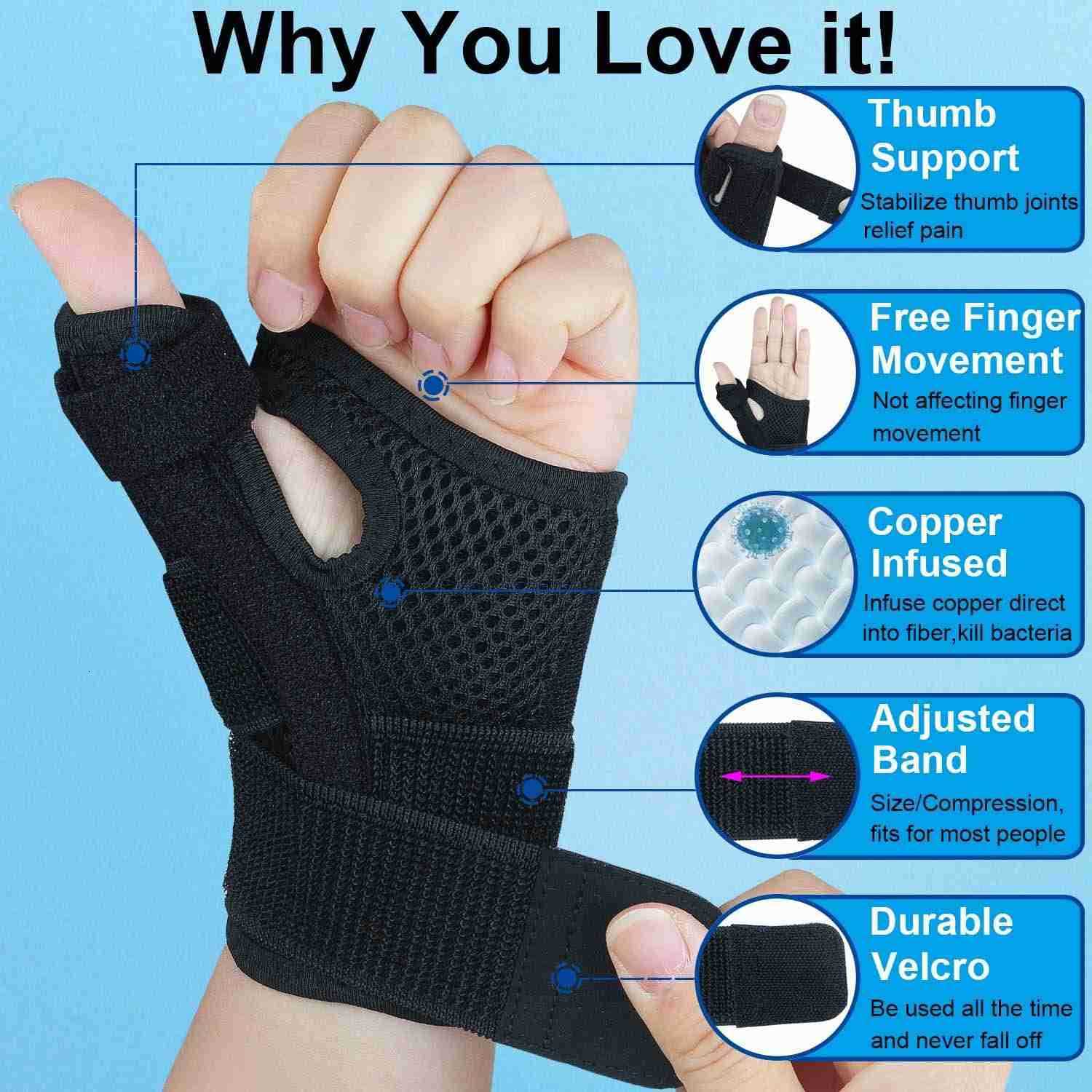 Thumb Splint for Left Right HandThumb Spica Support Brace Wrist Stabilizer for Pain Carpal Tunnel Sprains Arthritis Tendonitis Tenosynovitis with Adju