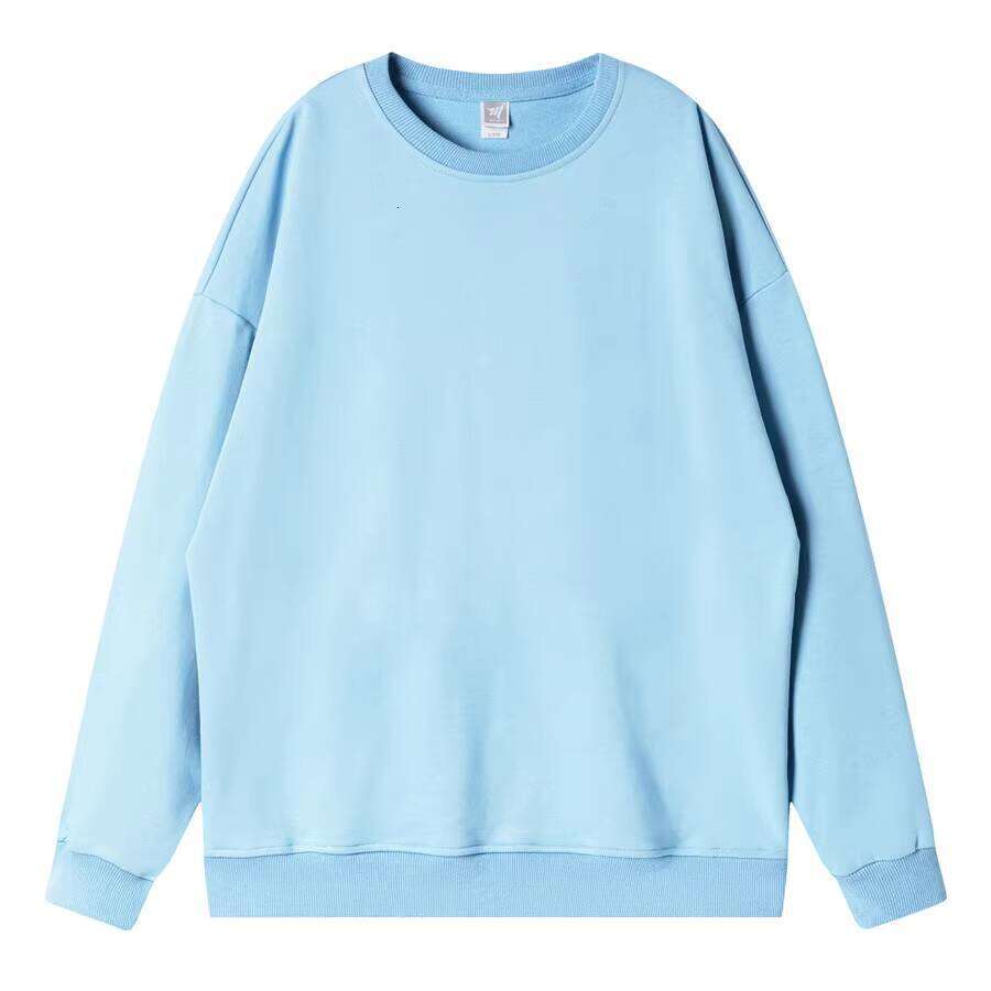 Logo High-Quality Men's Cotton French Terry 300gsm Crew Neck Solid Color Silk Print Puff Sweatshirt