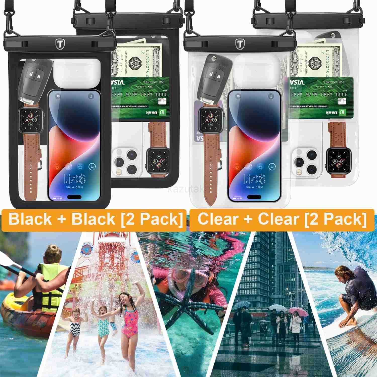 Extra Large Waterproof Phone Pouch Bag Case for S25 Ultra S24 Plus S23 Note 20 A36 A35 A16 A15 iPhone 16E 16 Pro Max Up to 10 2Pack IPX8 Vacation Cell