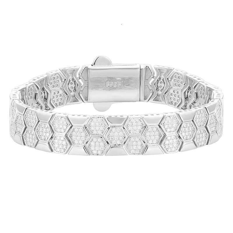 9 Fine Jewelry Honeycomb Design S Sterling Sier Micro pave vvs1 Moissanite Bracelet For man women Gifts