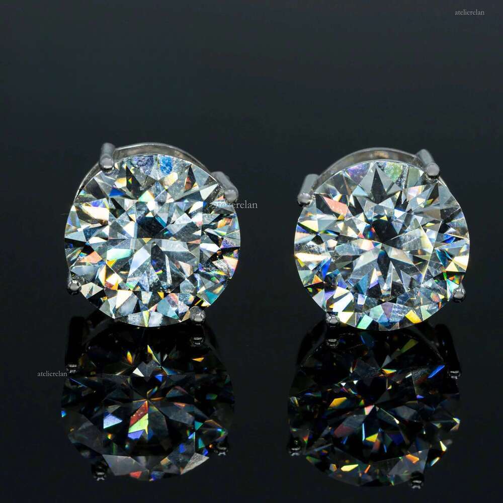 Iced Out Sier Moissanite Earrings 15mm 8mm 6.5mm Available Screw Back Dia Ear Stud with GRA Certificate