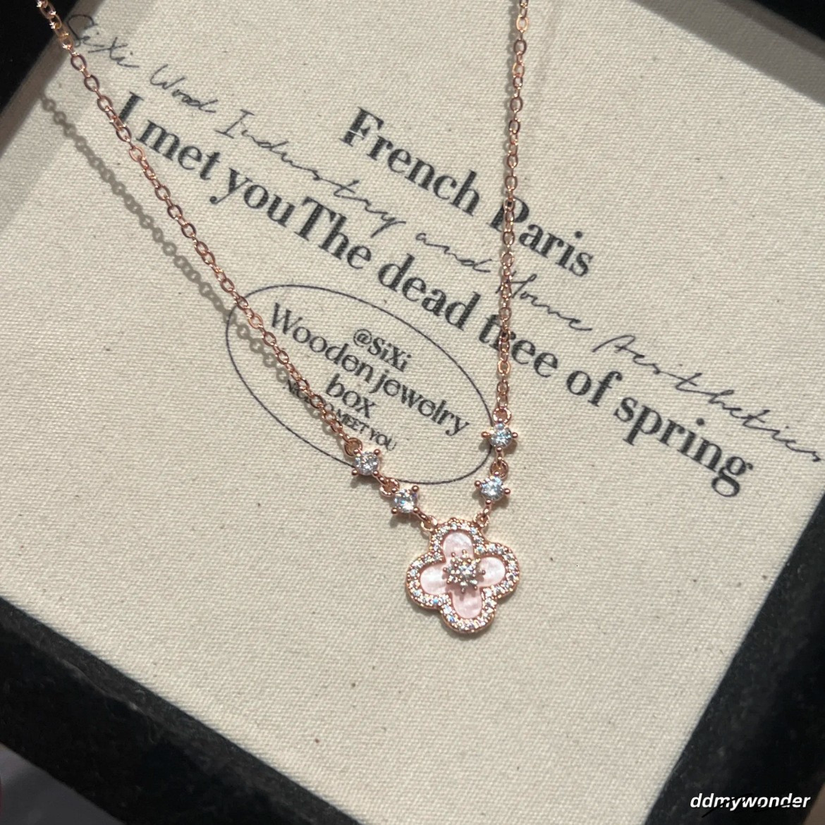 Rose Gold Tone Clover - Shaped Necklace With Pink Shell Dia Accents Elegant Party Gift For Her High Quality And Romantic Jewelry ddmywonder ddmywonder
