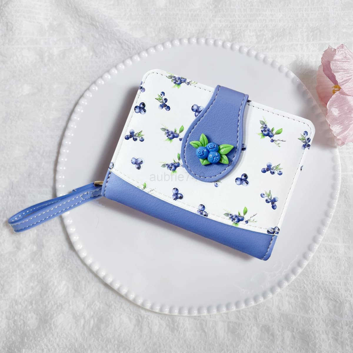 Cute Print Wallet Blueberry Strawberry Cherry Wallet with CARD Slot Zipper Coin Pocket for Women Girls PURPLEZ250910