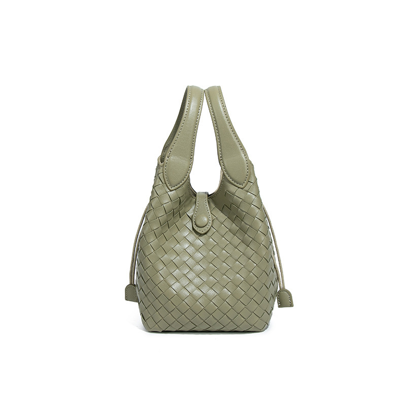Intellectual Style High-End Design Double Handle Basket Tote Fashion Trend Drawstring Woven Bag
