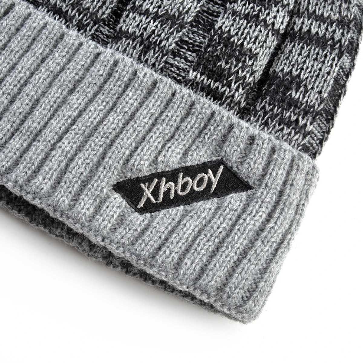 KBAOBEI Winter Warm Beanie Men Knitted Mixed Color Hat Doub Layer Thick Hats Mens Outdoor Ski Hats G250910