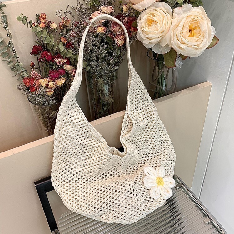 Luxury Bag Free Shipping Designer Bag Original High Quality Woven Bag For Women New Knitted Hollow Single Shoulder Lazy Style Beach Vacation Bag