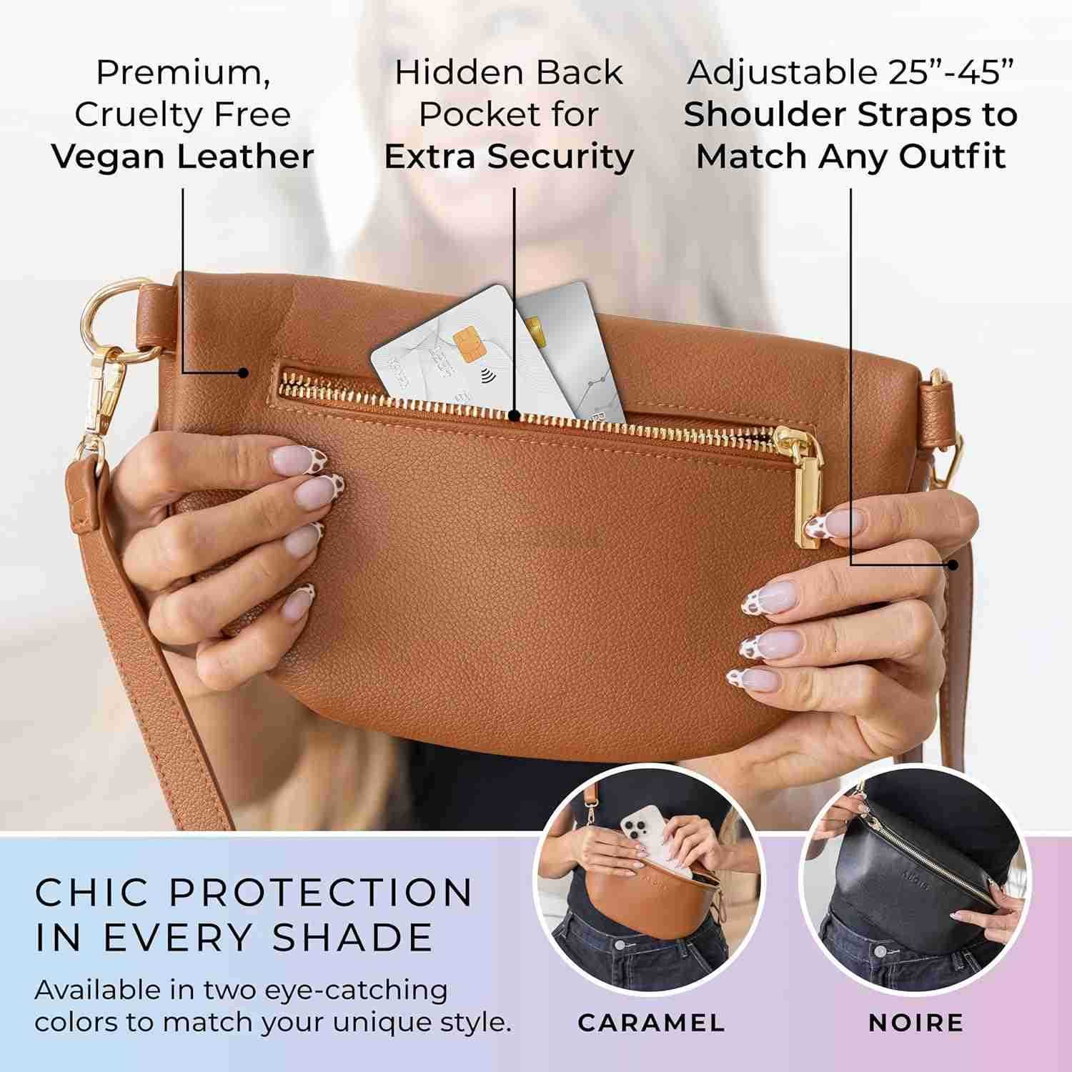 Sling Bag for Women AntiTheft E M F Crossbody Bag Vegan Leather Z250910