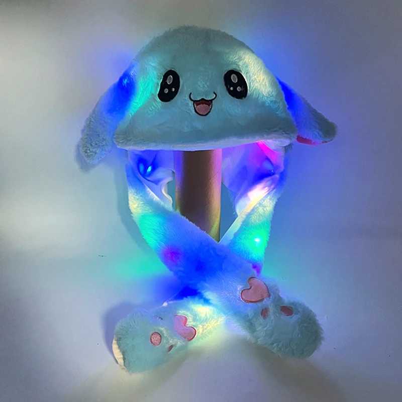 D Plush Rabbit Hats Glowing Bunny Ears Hat With Moving Ears Cute Spring Adt Children Funny Gift Cosplay Costume G250910