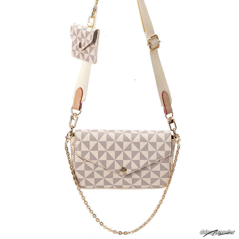 Lacel Urwebin New Bags Niche Design Women's Printed Plaid Chain Square Spring Summer Versatile Two-Piece Set Small Single Shoulder Crossbody Bag 