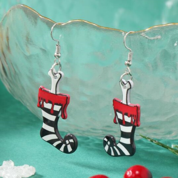 Hot selling acrylic Christmas green headed monster earrings necklace keychain bag pendant accessories in Europe and America