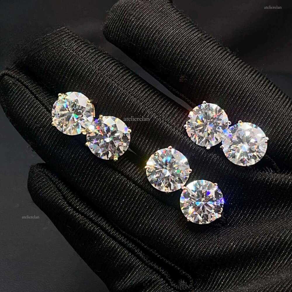 10mm 11mm Fine Jewelry Iced Out Sterling Sier VVS Moissanite Dia Screw Back Stud Earrings