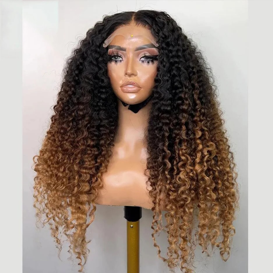 Highlight Ombre Blonde Curly Human Hair Wigs Brazilian Wigs 5x5 HD Lace Closure Wig Deep Wave Frontal Wig Pre Plucked 13x4 Glueless Wig Ready To Wear