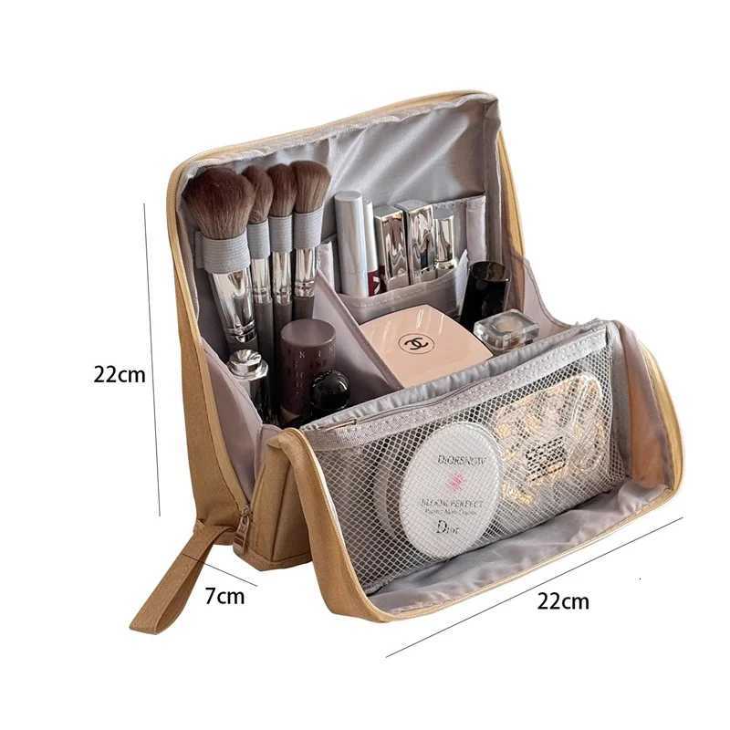 Standing Makeup Brushes Storage Bags Large Capacity Cosmetic Tools Organizer Bag PU Leather Makeup Case with Double ZipperXJ250910