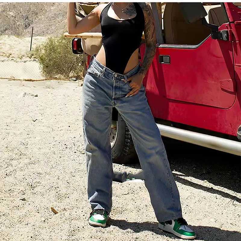 Women Wide Leg Baggy Jeans Lady Vintage Punk Low Rise Waist Loose Denim Pants Streetwear Fashion Trashy Long Skater Trousers Z250910