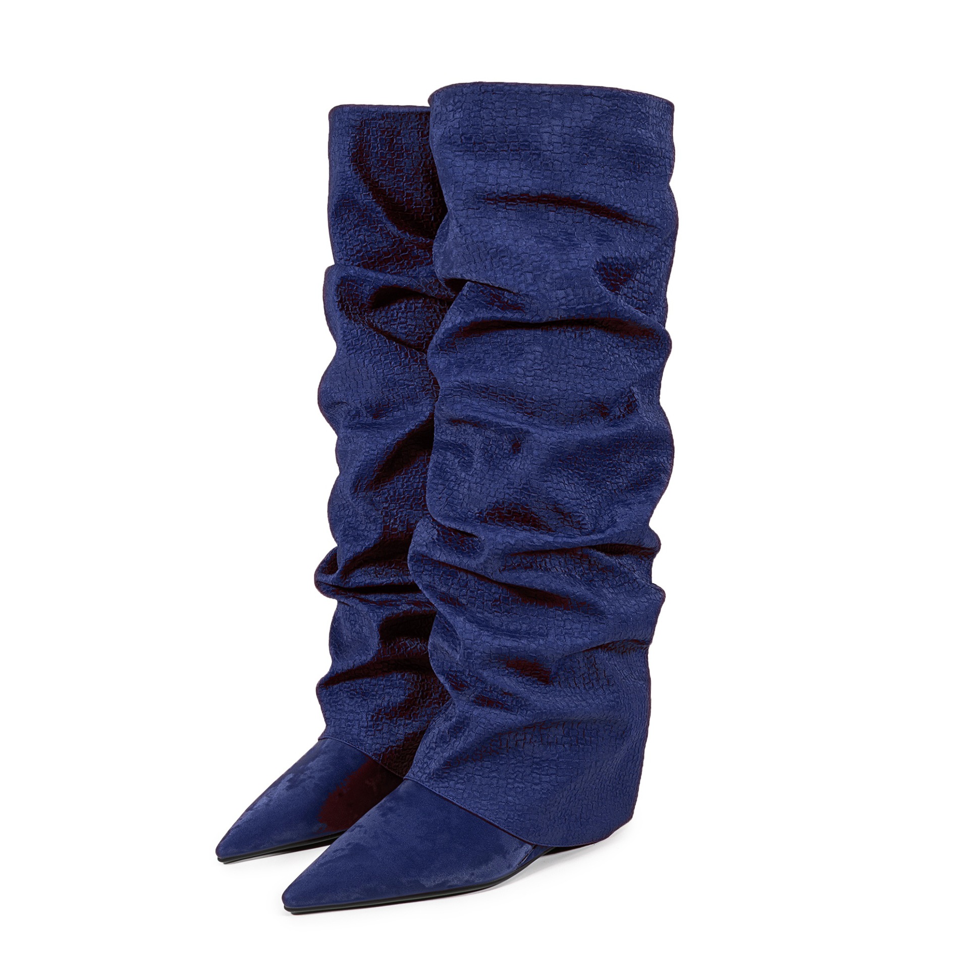 Chengdu Artisan Silk-Finish Stacked Knee Boots - Wedge Heel Snake Print Boots (5 Colors) Customizable Height and Width