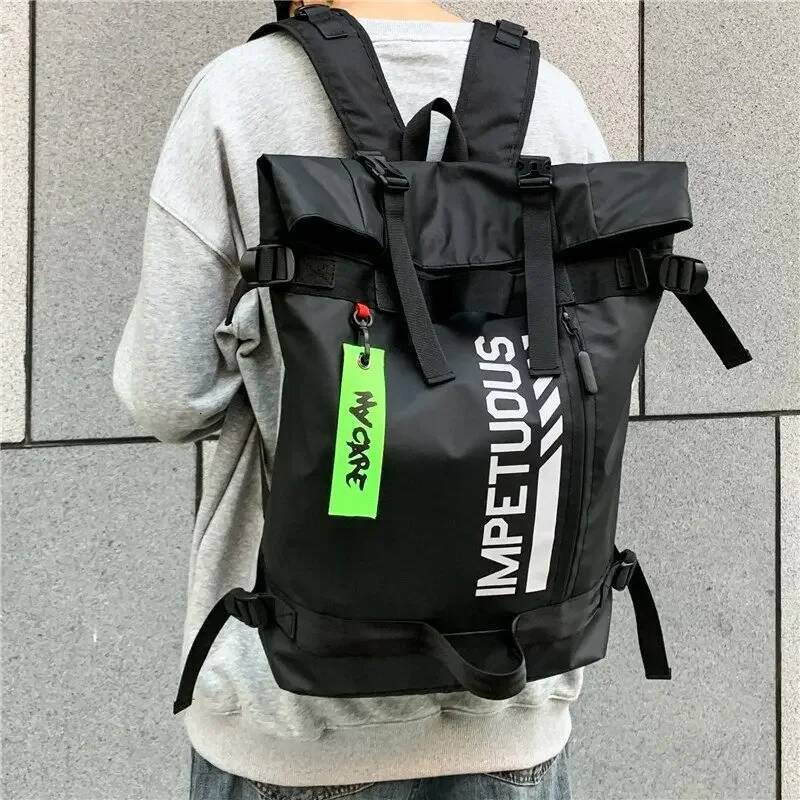 Oxford Men High Street Hiking Sport Rucksack School Bags Rolling Top Back Bag Causal Hasp Tactics Backpack for Male high-quality