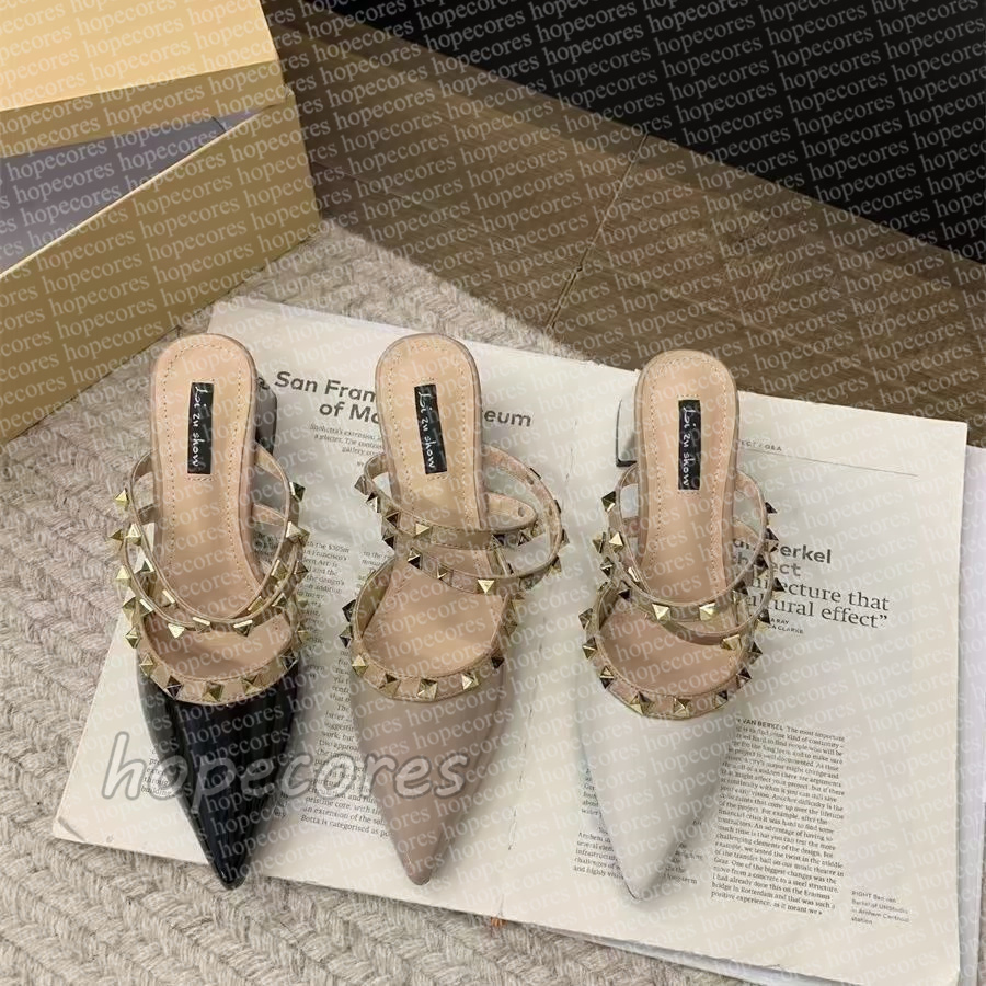 Fashion designer high Heels Women Valentine's Slingback Black pink spikes High heels Kitten Silver gold pointed riveted sandals platform women's dress shoes 003