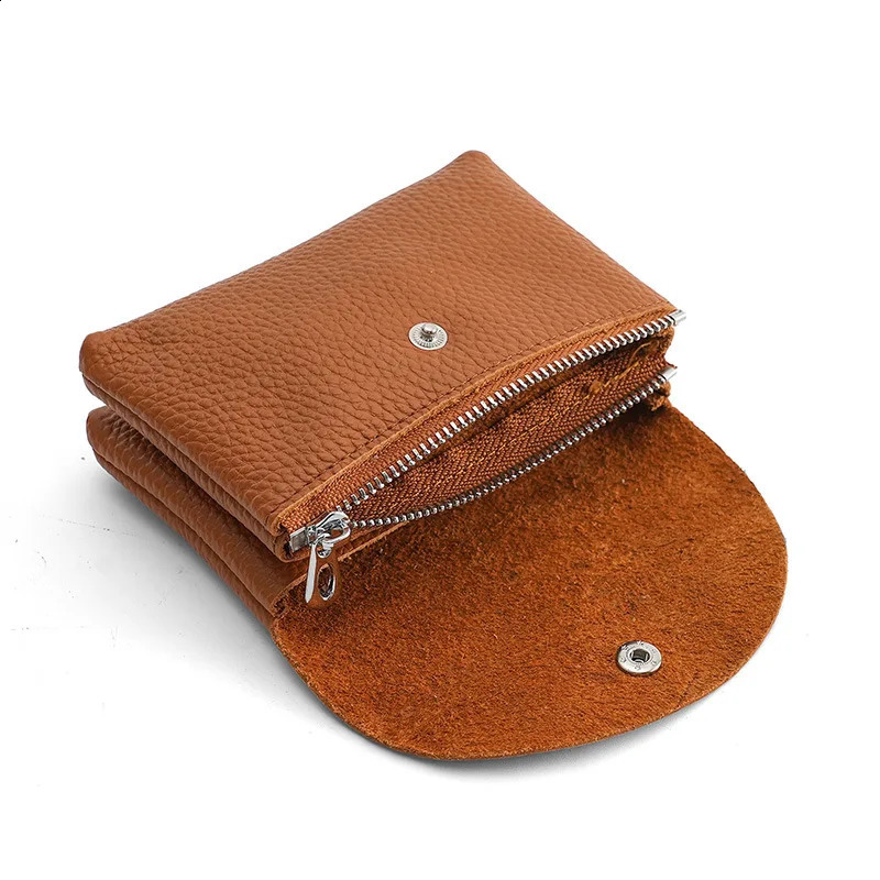 Custom Initials Fashion Women Genuine Leather Short Double Wallet Cute Small Coin Purse Mini Credit Card Holder Key Storage Bag250906