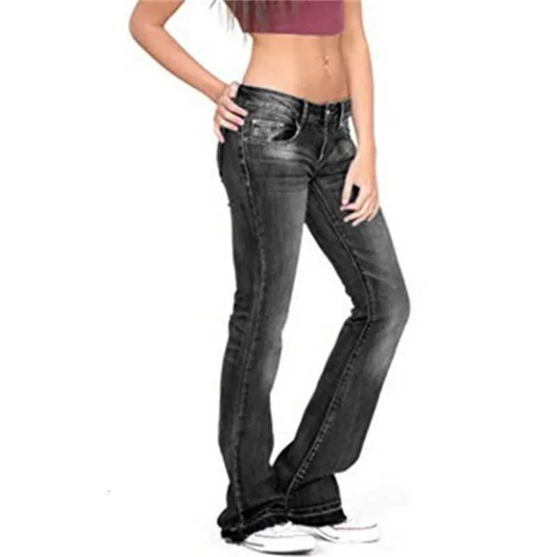2024 Vintage Mid Waist Washed Jeans Women New Slim Fit Micro Flared Trousers Casual Commuter Female Denim Pants Trend Streetwear Z250910