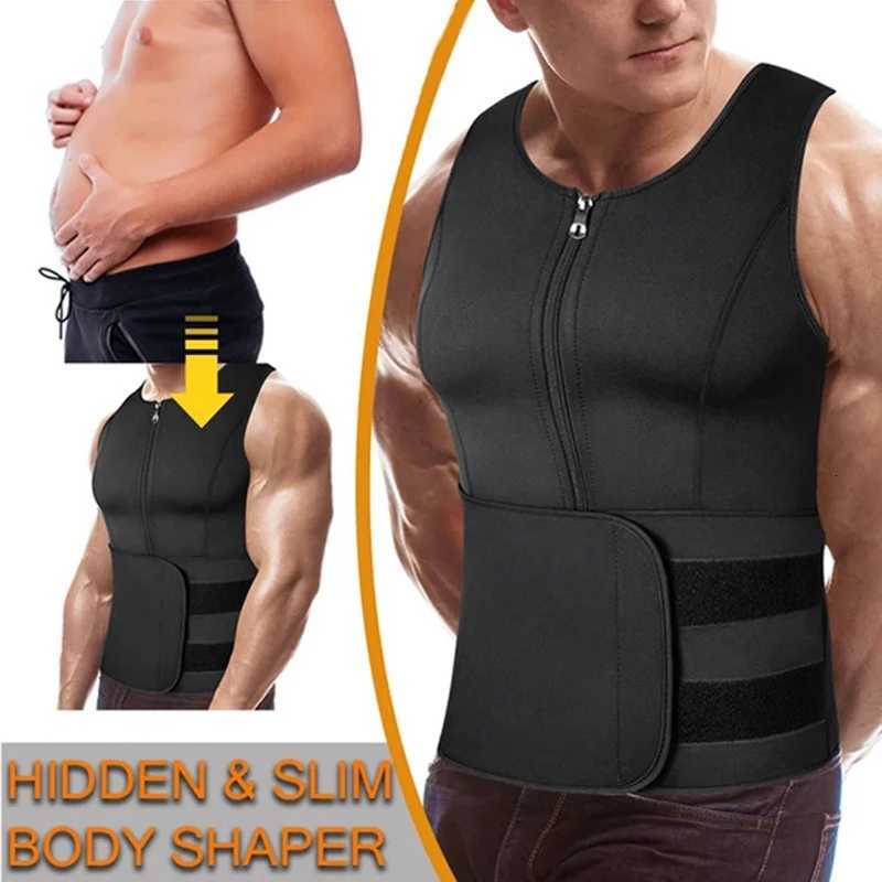 Mens Body Shaper Waist Sauna Vest Double Belt Sweat Shirt Corset Top Abdomen Slimming Shapewear Fat Burn Fitness Suits W250910