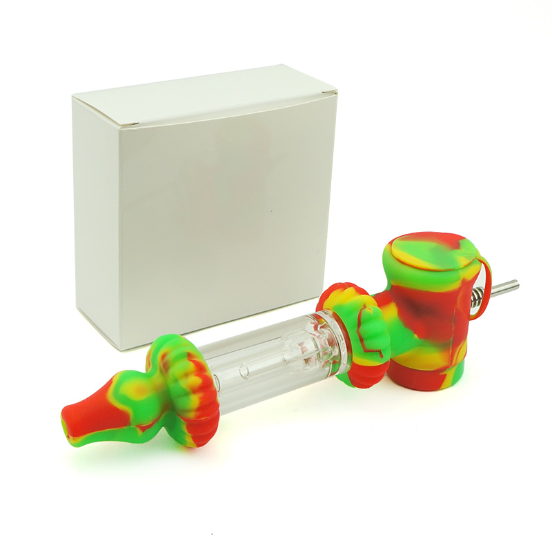 Silicone Smoking nectar collector pipes Colorful Silicone Pipe For Tobacco Dry Herb Spoon Galss water Tobacco Pipes With Holes Glass Bowl Smoking Acce