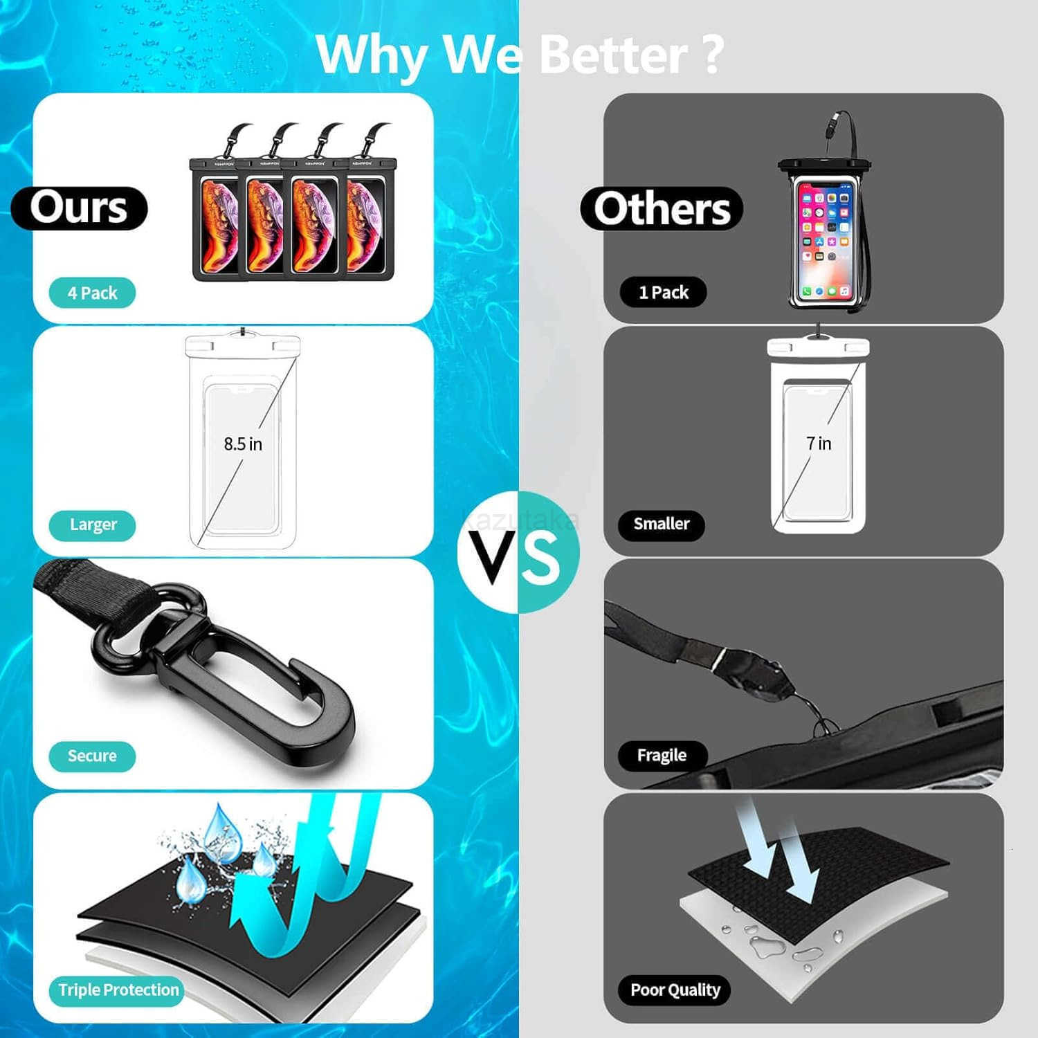 Waterproof Cell Phone Pouch 4 Pack Float Clear Cell Holder Protector with Lanyard Universal Floatable Water Proof Dry Bag for iPhone for Beach Swimmin