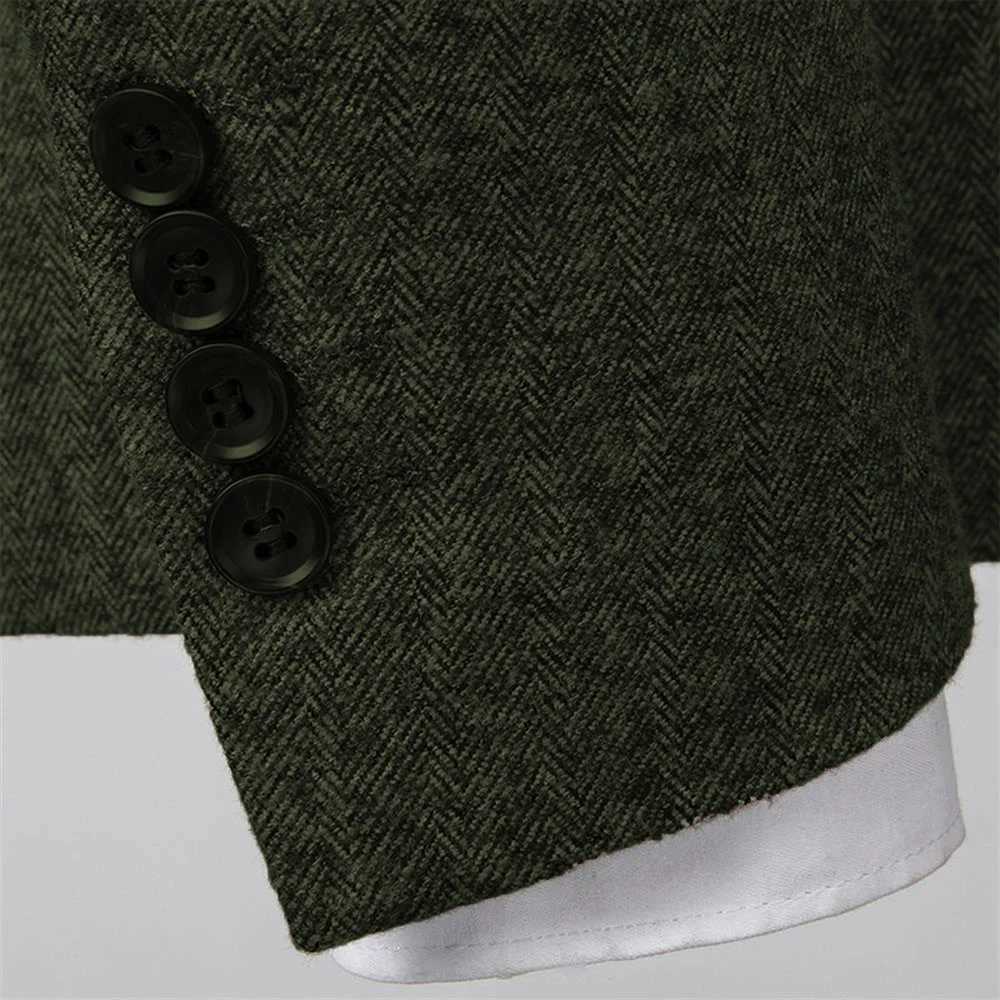 3pcs Suit Jacket Vest Pants Latest Mens AutumnWinter Set Herringbone Pattern Italian suit slim fit for Business Work W250910