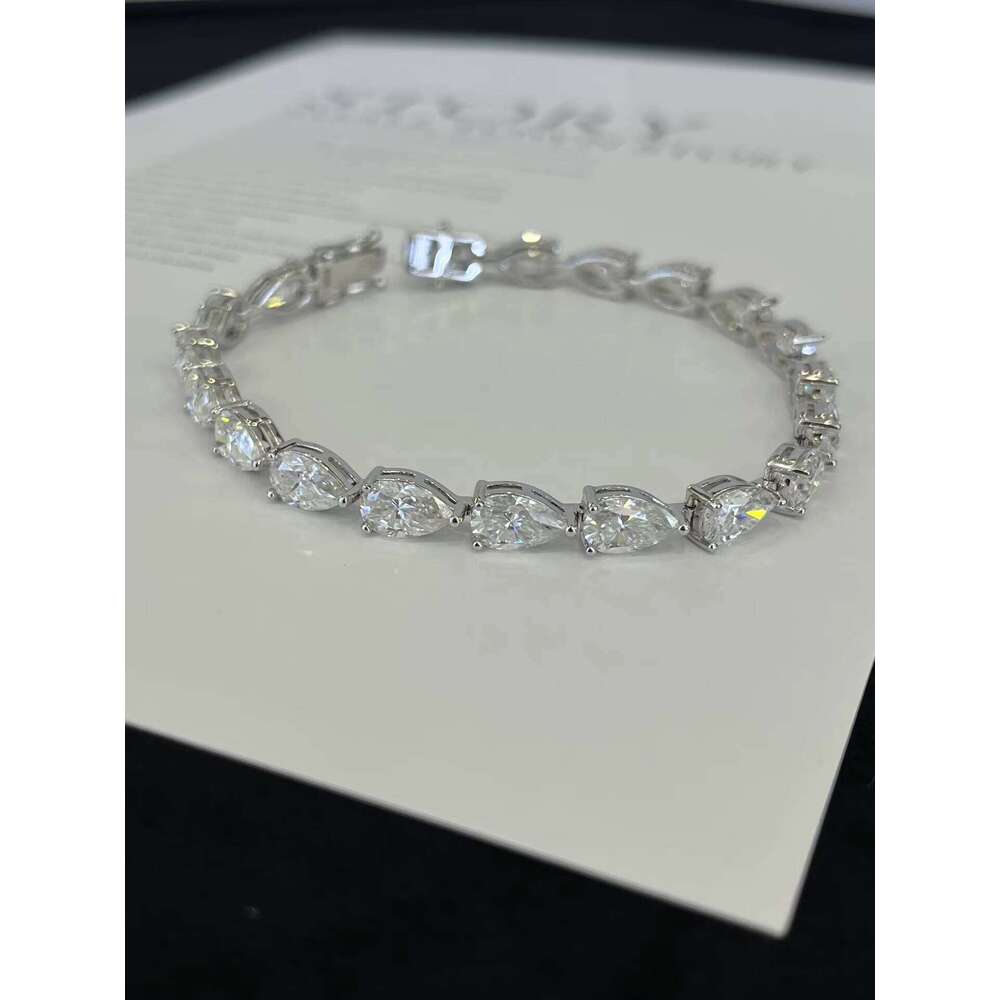 Hip Hop Ice Out S Chain 5*8MM Pear Cut Moissanite Tennis Bracelet
