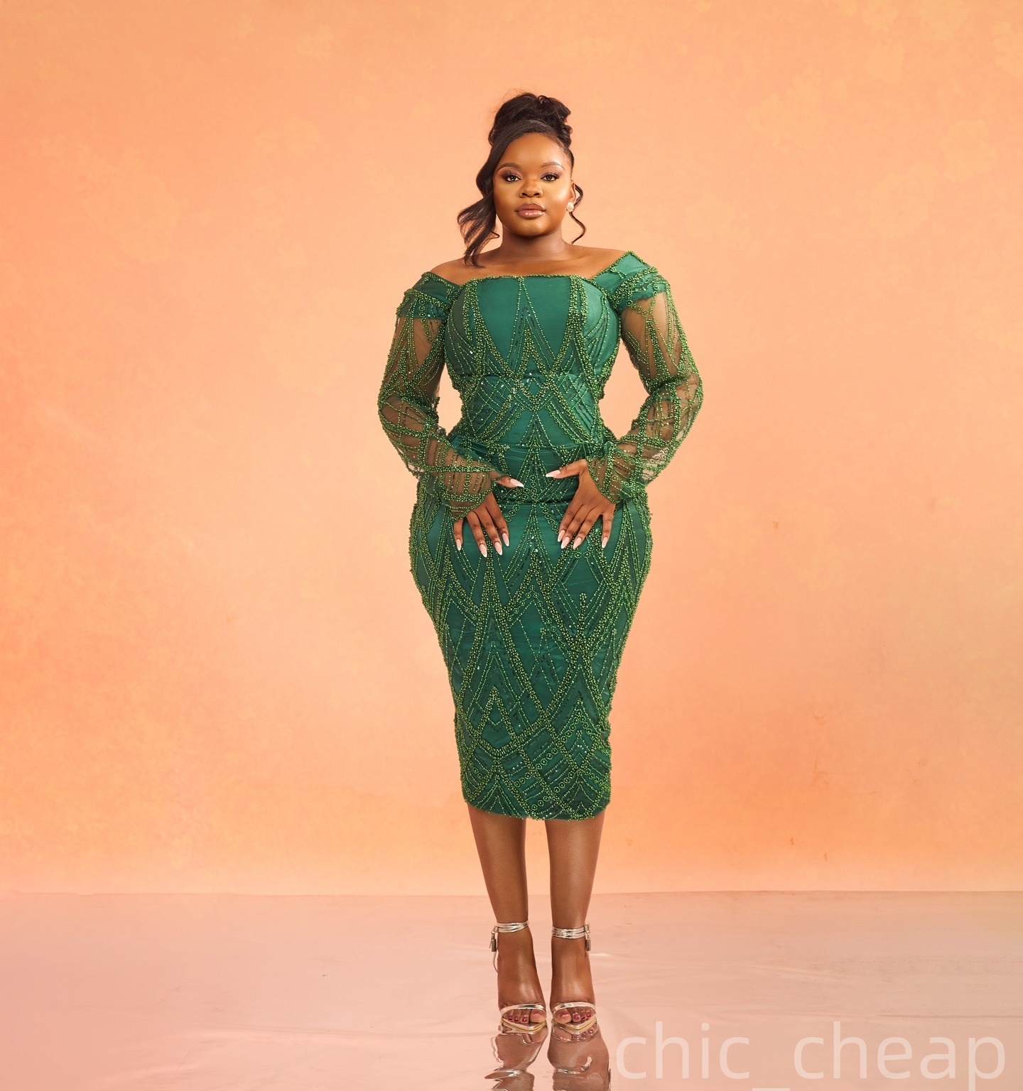 Sheath Hunter Green Prom Dresses 2025 Sequined Full Sleeves Evening Formal Party Second Birthday Engagement Gowns Plus Size Dress For Special Occasion