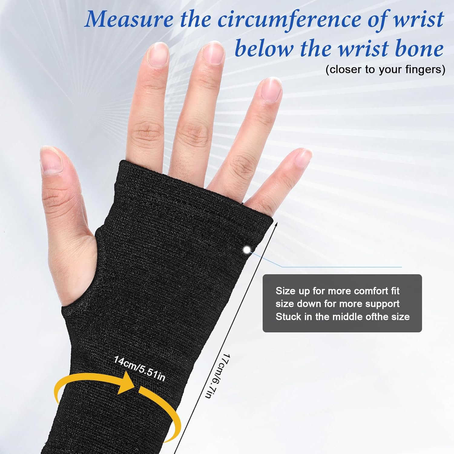 2 Pairs Wrist Sleeve Elastic Breathable Fingerless Gloves Compression Wrist Sleeve Suitable for Men and Women Fitness Sports CyclingBlack Grey W250910