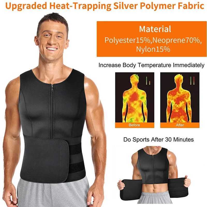 Mens Body Shaper Waist Sauna Vest Double Belt Sweat Shirt Corset Top Abdomen Slimming Shapewear Fat Burn Fitness Suits W250910