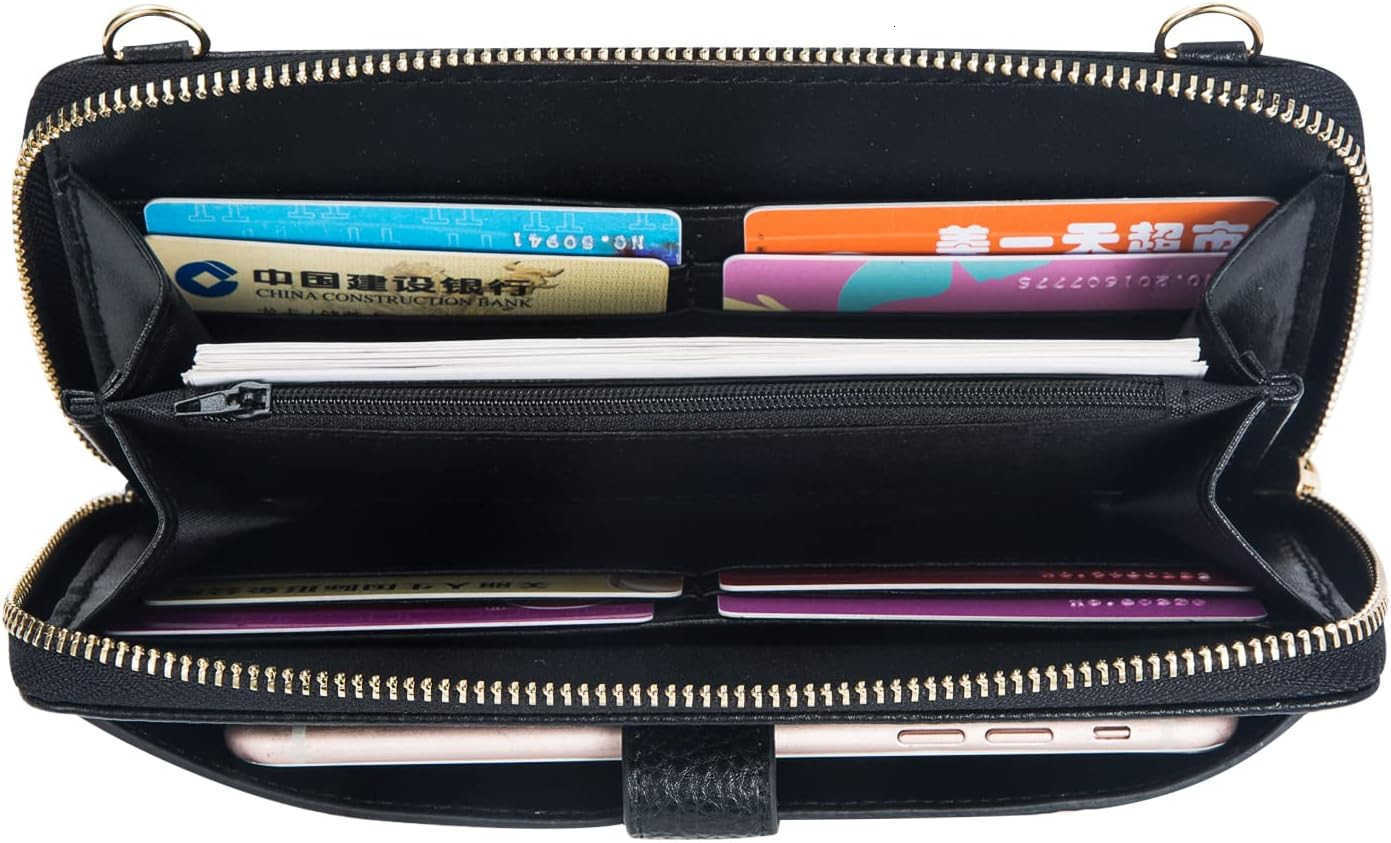 Womens Wristlet Wallet Crossbody Bag Cellphone Purse Handbag RFID Card Slots 2 Strap WristW250910