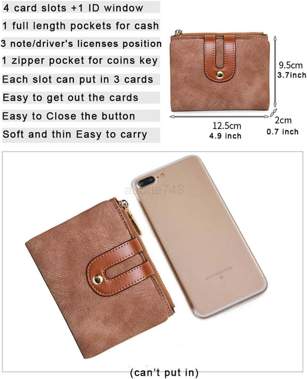 Womens Rfid Small Bifold Leather Wallet Ladies Mini Zipper Coin Purse id card PocketSlim Compact ThinZ250910