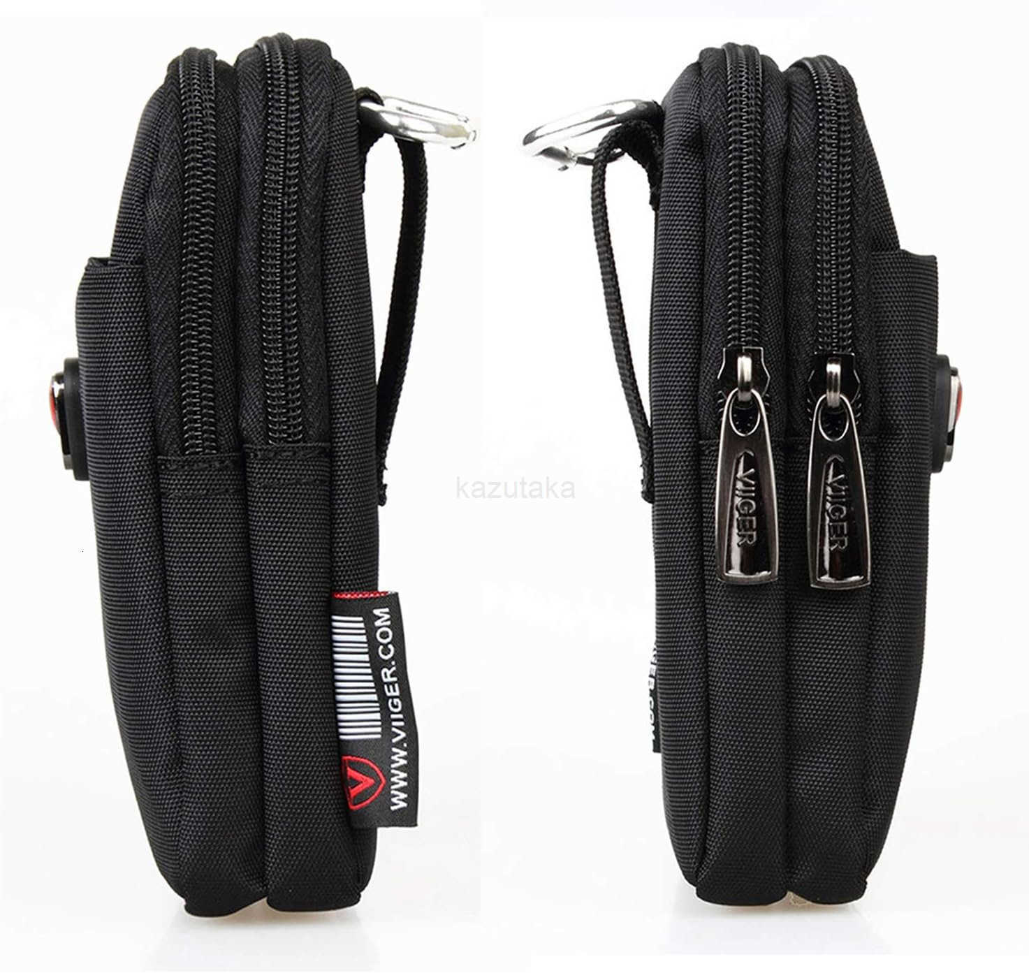 Versatile Nylon Dual Phone Holster Cellphone Belt Case Holder Mens Belt Pouch wClip Smartphone Belt Loop Pouch Bag 2 Zipper Pockets Compatible with iP