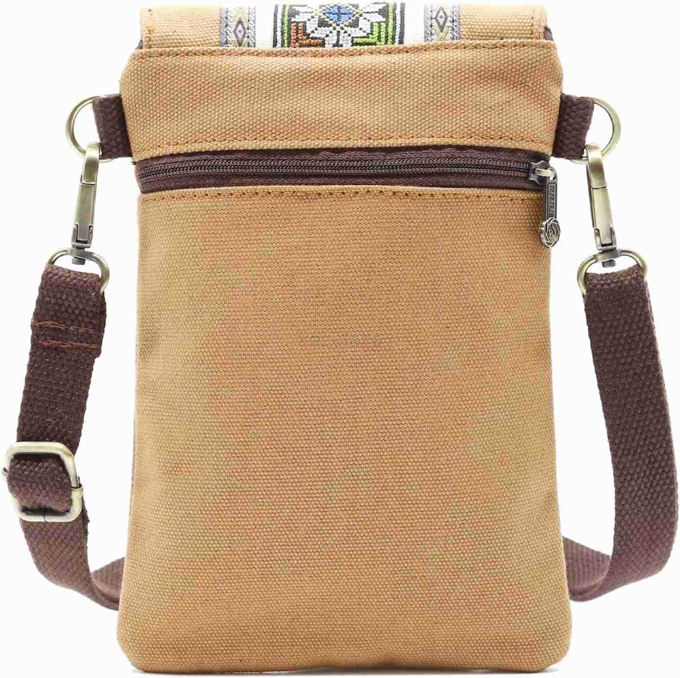 Vintage Embroidered Canvas Flip Small Crossbody Bag Cell Phone Pouch for Women Wristlet Wallet Bag Coin Purse Z250910