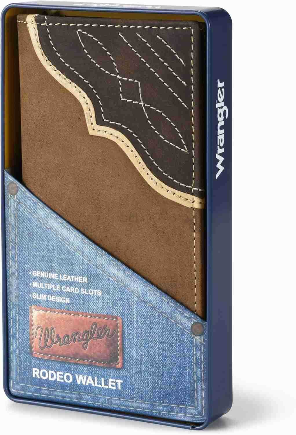 Mens Bifold Wallet with Contrast Corner Patch Genuine Leather Gift for HimZ250910