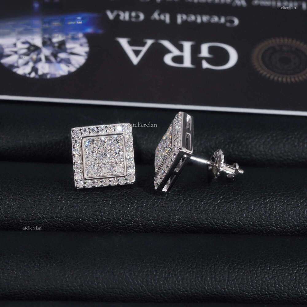 Hight Quality New Arrival Pass Tester GRA VVS Lab Dia Fully Iced Out Sier Jewelry Moissanite Stud Earrings
