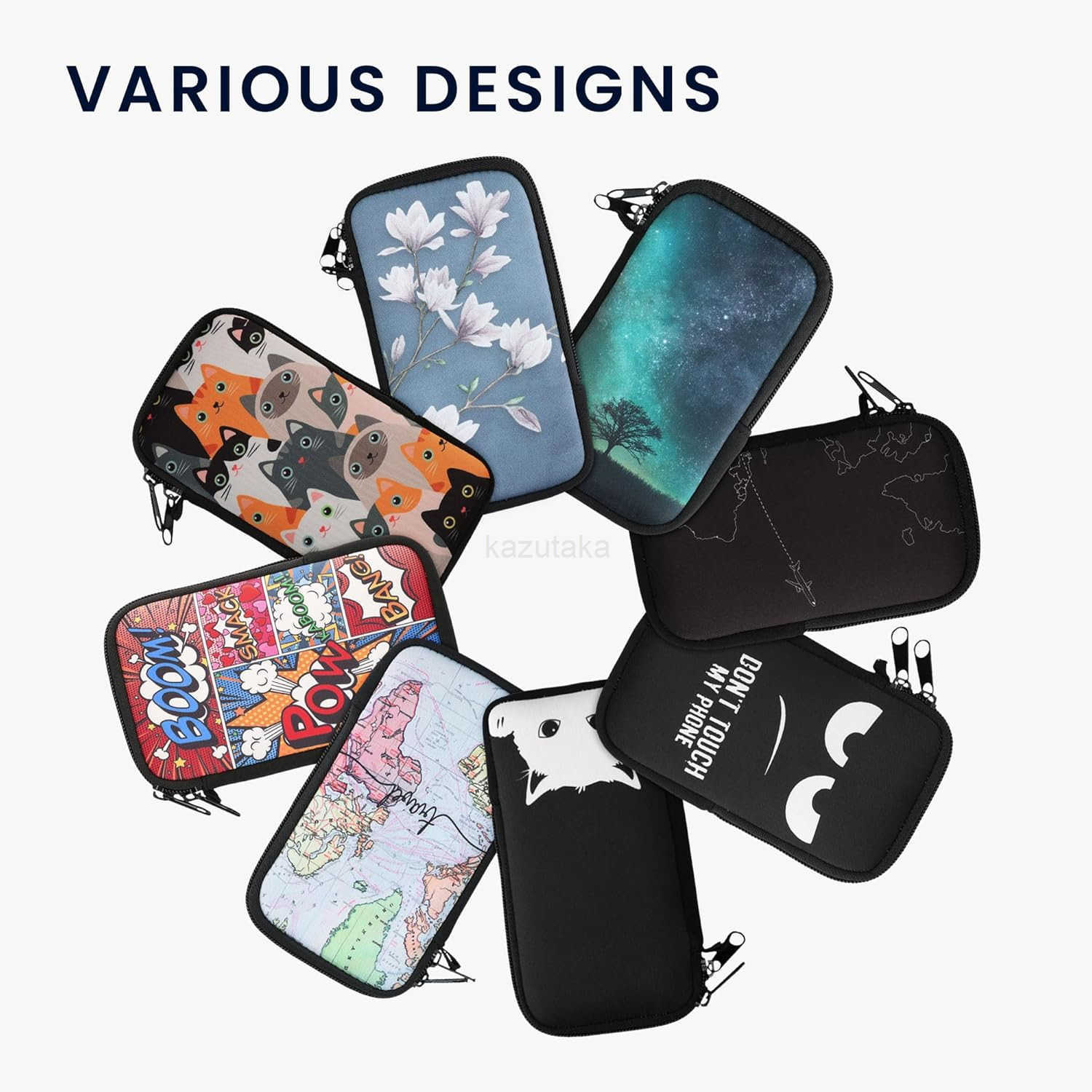 Neoprene Sleeve for Smartphone Size XXL 7 Shock Absorbing Pouch Case Protective Phone Bag Girl and Books BlackBeige Z250910