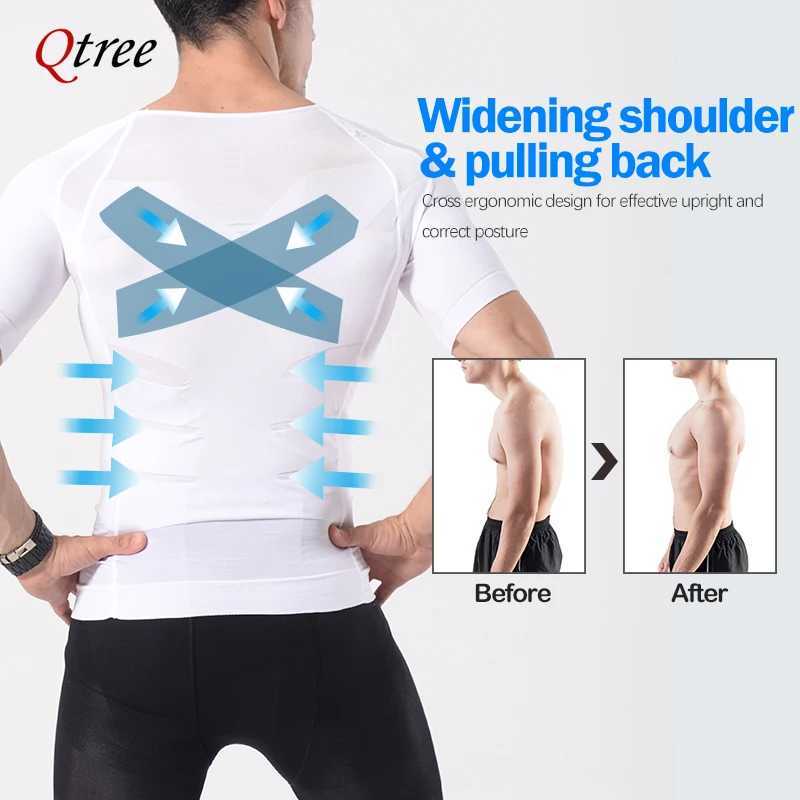 Qtree Men Body Shaper Waist Tummy Control Compression Shirts Weight Loss Slimming Underwear Seamless Abdomen Fitness W250910
