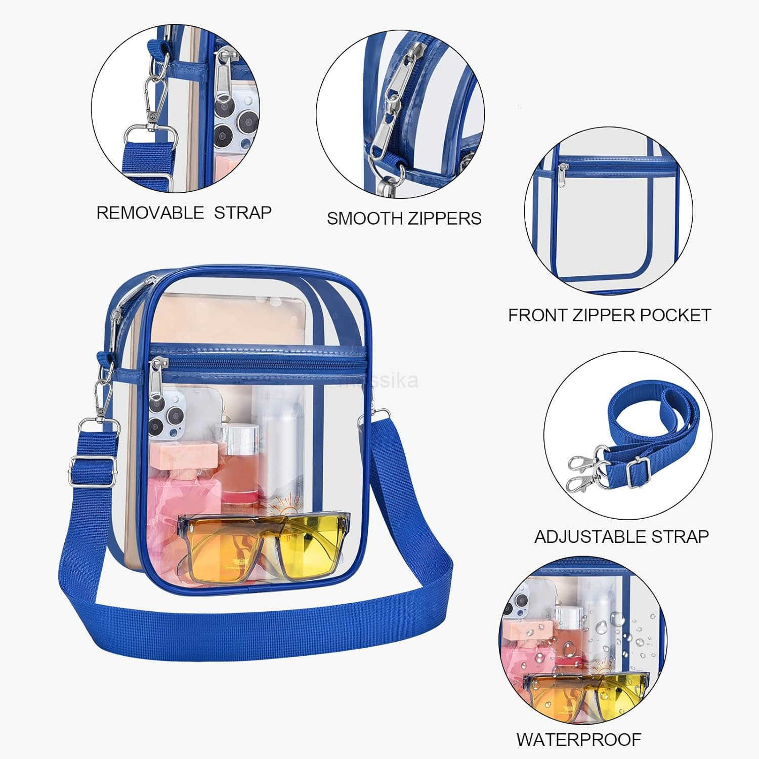 Clear Purse Stadium Transparent Messenger Bag Stadium Approved for Men and Women Clear CrossBody Bag M250910