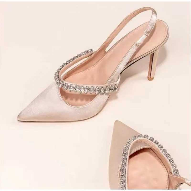 Brand Luxury Crystal High Heels Womens Sandals Pointed Toe Elegant Heeled Shoes Woman Sexy Summer Pumps Sandals Zapatos Mujer W250910