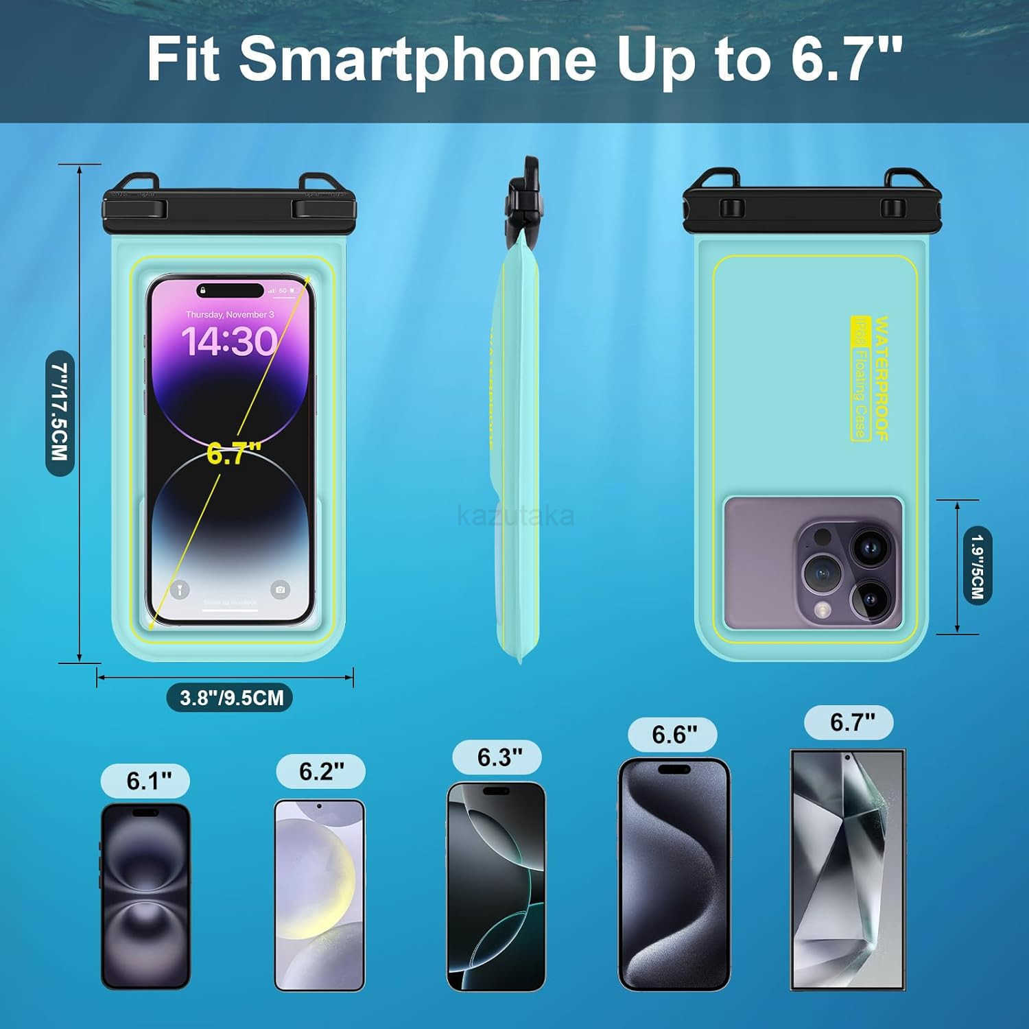 Waterproof Phone Pouch Water Proof Cell Phone Dry Bag with Adjustable Lanyard IP68 Waterproof Phone Case for iPhone 16 Pro 15 14 13 Pro Max Goog Z2509