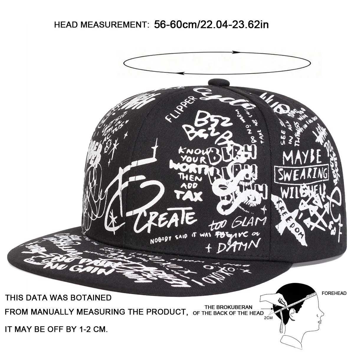 Unisex Black and white tter Graffiti Printing Hiphop Hats Spring Autumn Outdoor Adjustab Casual Baseball s Sunscreen Hat G250910