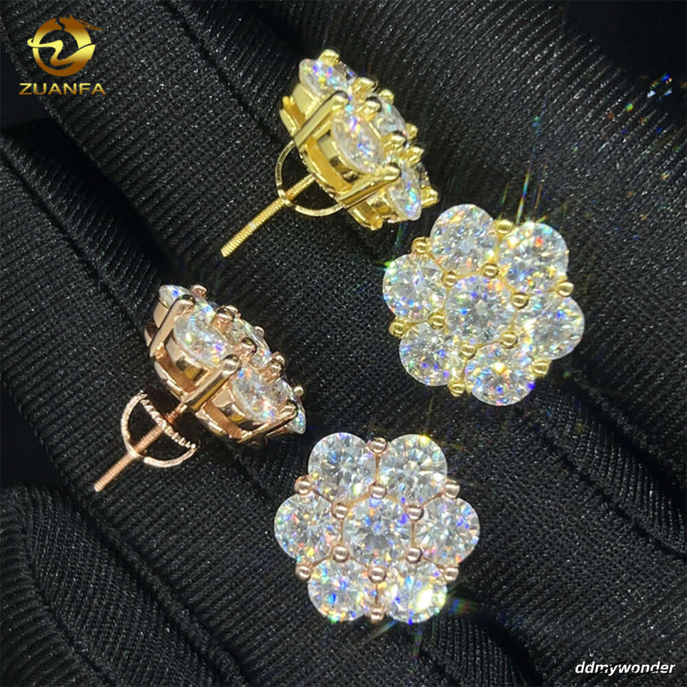 Hot Sale Dropshipping Fashion Jewelry Earrings Gold Plated Sier Vvs-Fl GRA Iced Out Screw Back Moissanite Stud Earring ddmywonder ddmywonder ddmywonde