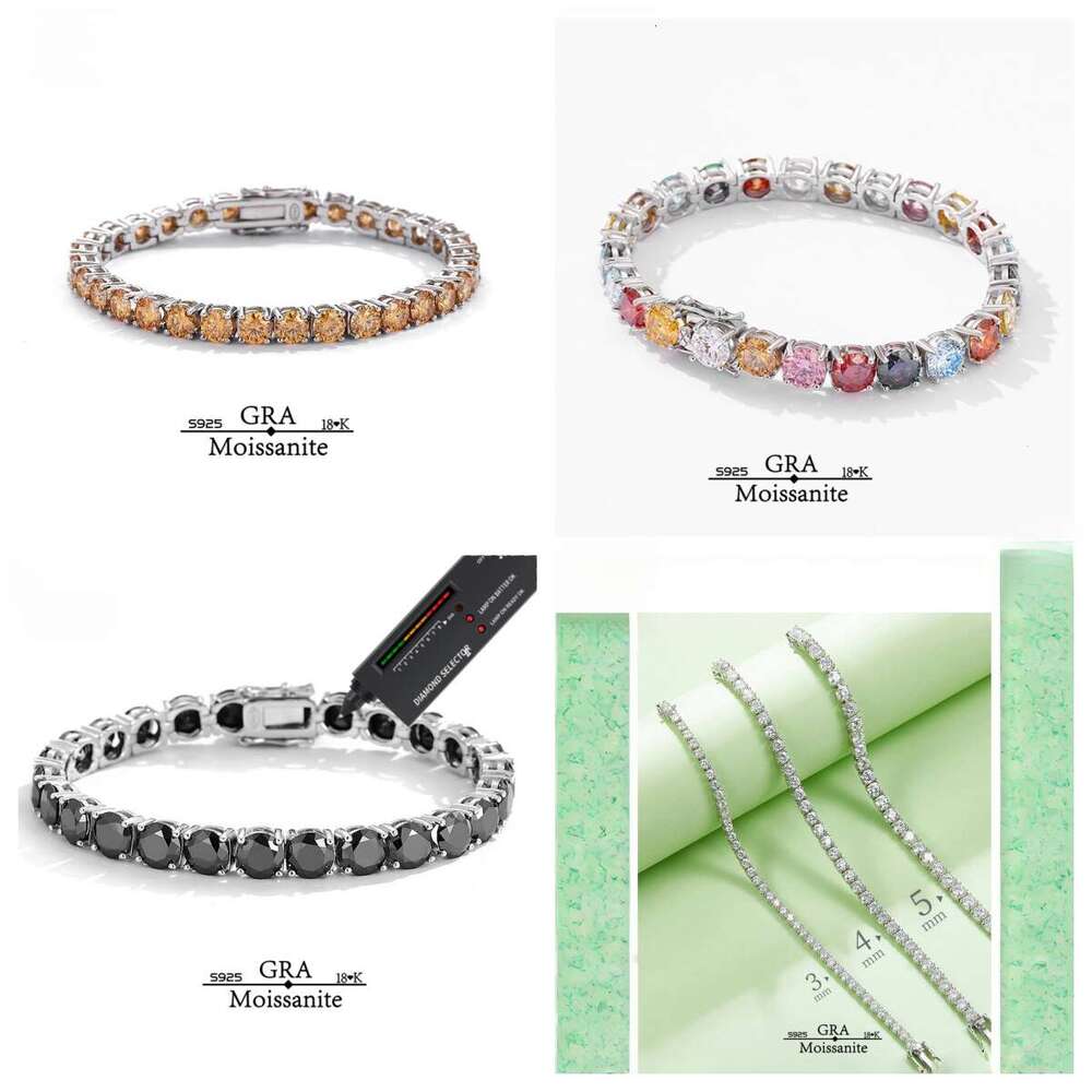 Factory Wholesale Price S Sterling Sier Champagne Moissanite Tennis Bracelet Unisex 0.01ct-1ct in Stock